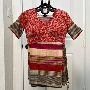 Indian Handloom Multicolored Sari with Blouse